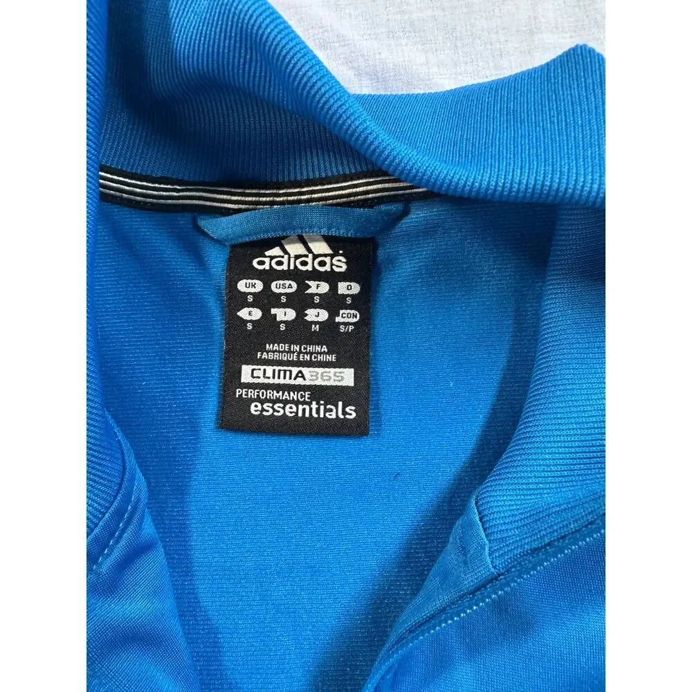Adidas Clima365 Climalite Full Zip Track Jacket Blue White 3-Stripes Mens Small